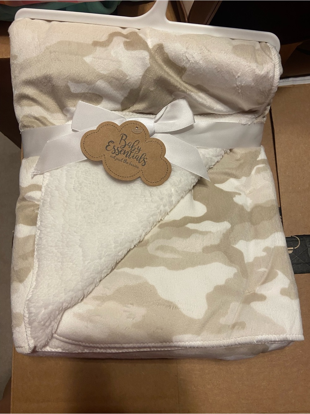 Baby Essentials Tan & White Camouflage Sherpa Baby Throw